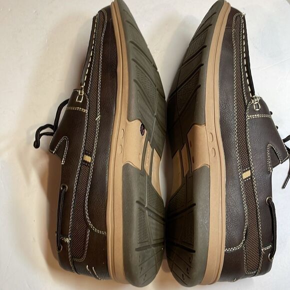 Tan’s by Transmith Leather Shoes men’s chocolate brown top siders. Size 11.5. - Picture 6 of 8